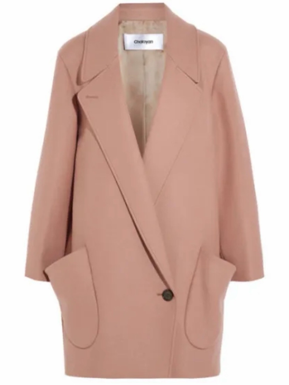 Hussein Chalayan Blush Gabardine Signature Station Pocket Wool Blend Coat Size 8